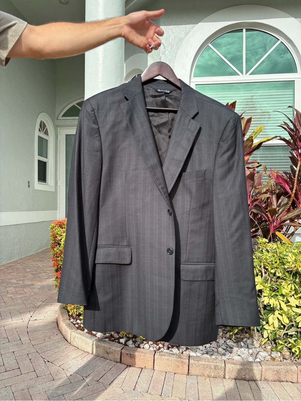 Men's Saks Ermenegildo Zenga Charcoal Pinstripe Suit Jacket